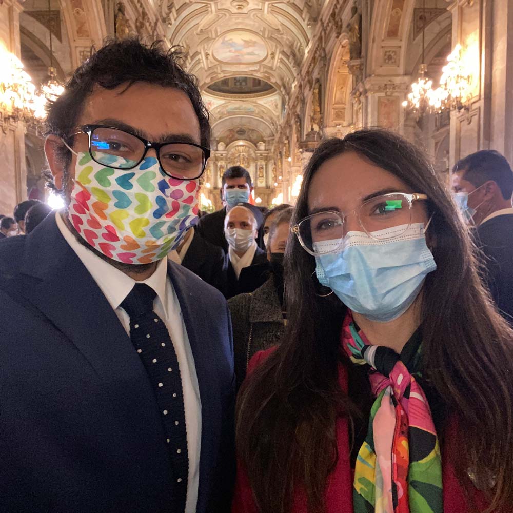 Ministra Camila Vallejos y Luis Rafael Sandoval Carrasco en Tedeum Catedral de Santiago